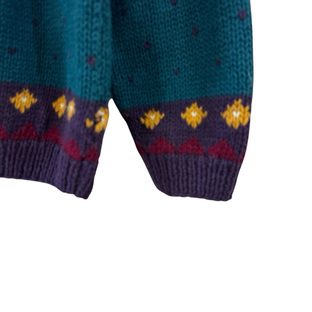 Vintage Cape Isle Knitters Handknit Medium Cardigan Sweater DARK TEAL Women READ - Picture 14 of 16